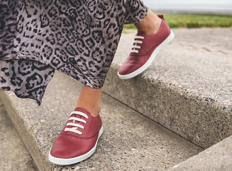 pink leather sneakers