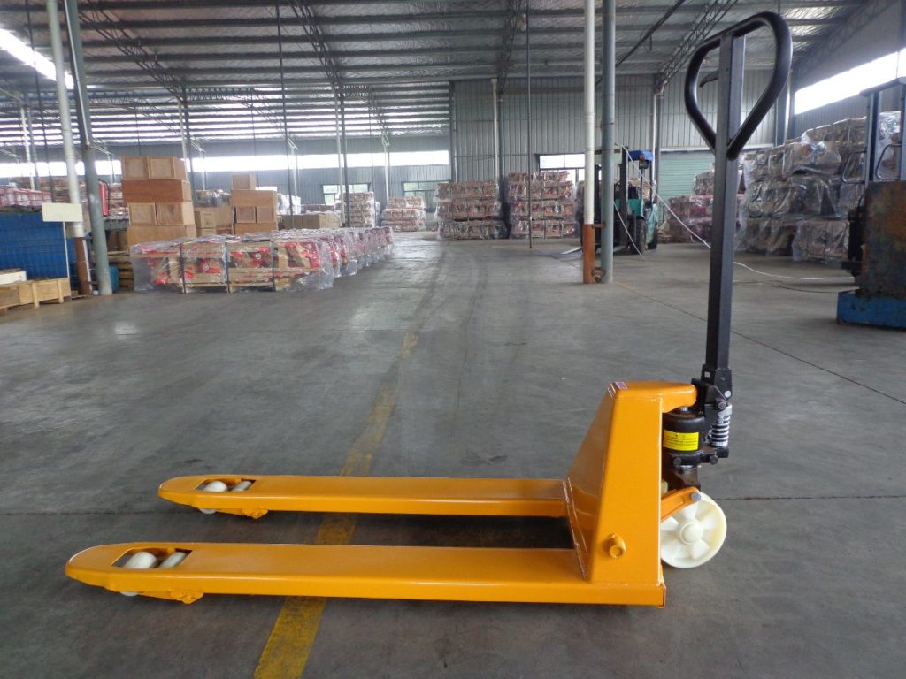 hand lift pallet truck in warehouse