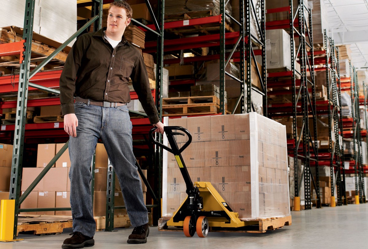 pallet truck handling in warehouse