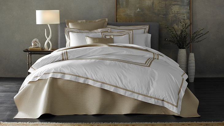 golden white sheets and room design