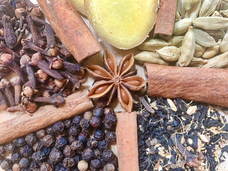 Ingredients for chai tea