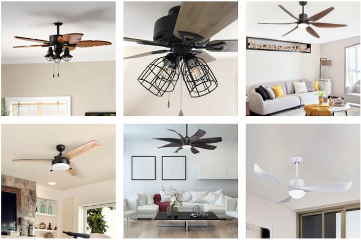 Different types of light ceiling fans