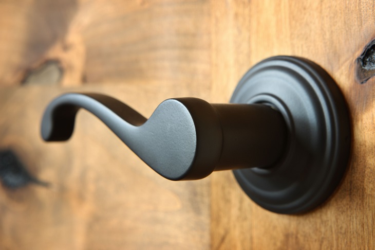 black door handle close up 