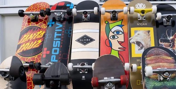 skateboards for beginners displayed