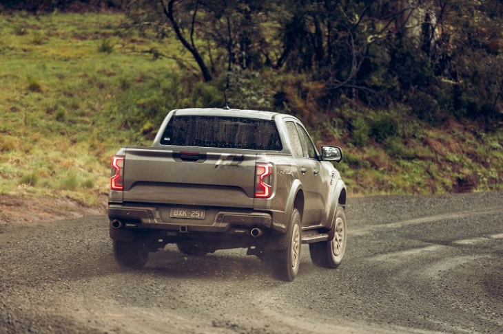 Ford Ranger with aftermarket exhaust driven in nature