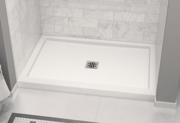 white tiles and white shower base