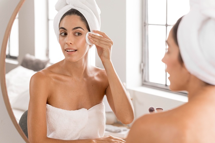 woman doing her skincare routine